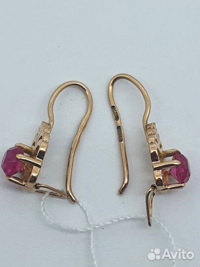 Серьги 583 пробы с корундами