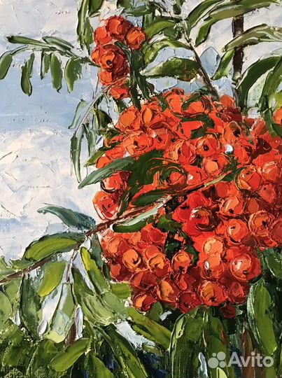 Картина маслом. «Рябина. Конец лета»