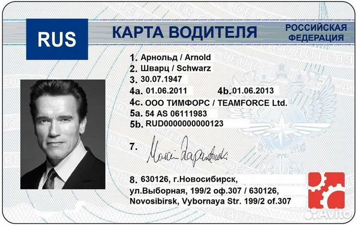 Карта тахографа для водителя Euro образца