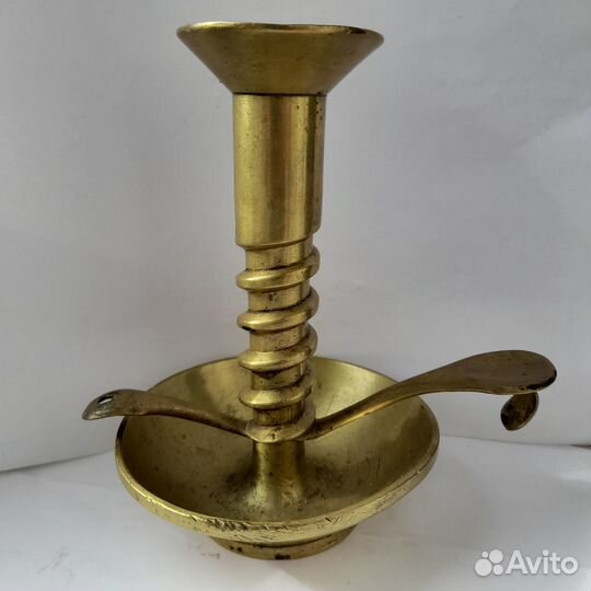 Антикварный бронзовый подсвечник шандал редкость