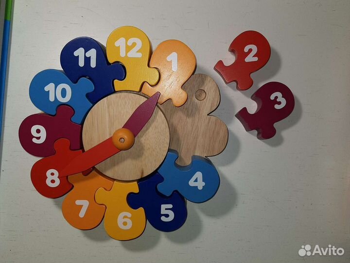 Игрушка пазл часы Goki деревянные