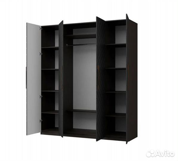 Шкаф 4-х створчатый Копенгаген венге / черный мато