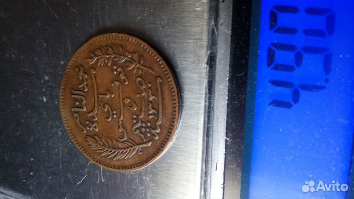Монета французский тунис(арабская вязь) 1912 г.мед