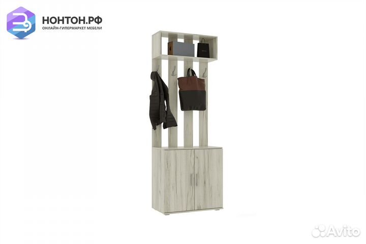 Прихожая с вешалкой Ева NEW дуб крафт белый