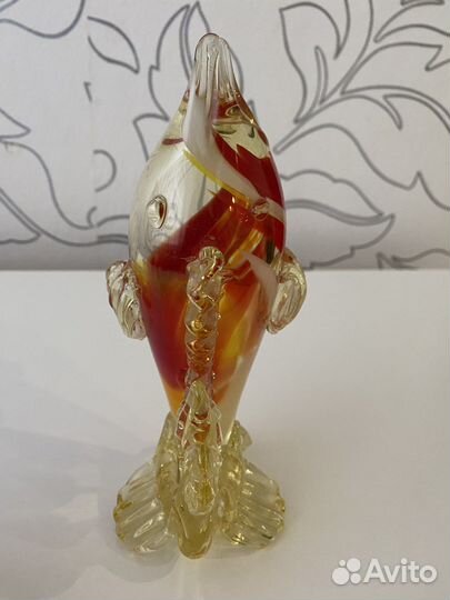Статуэтка рыба цветное стекло СССР
