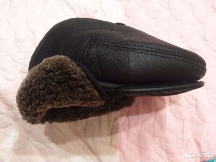 Кепка кожаная меховая мужская 56 размер