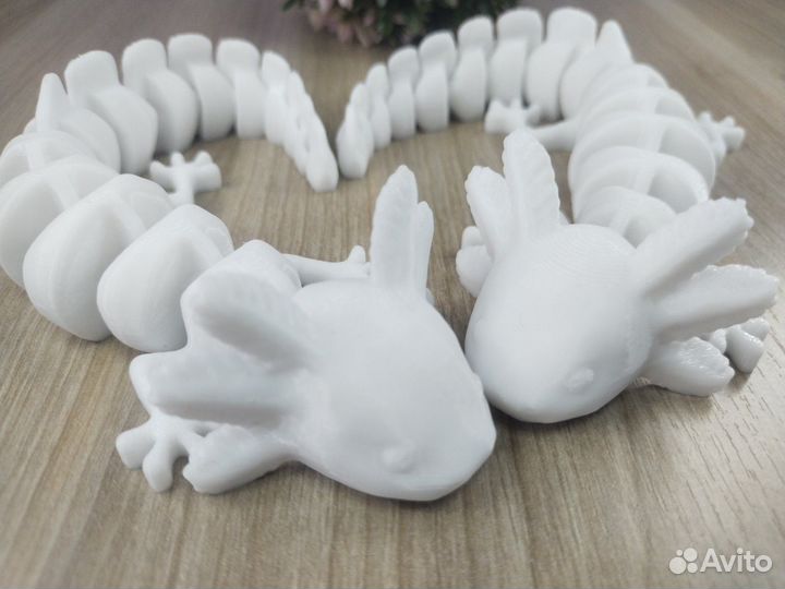 Подвижная игрушка аксолотль -антистресс 3Д белый 2