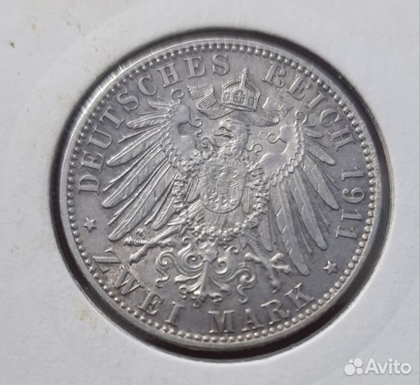 Германия бавария 2 марки 1911 год