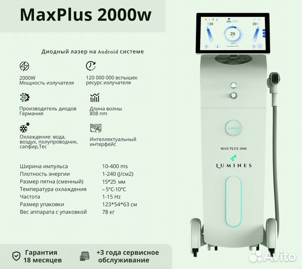 Диодный лазер для эпиляции Лю'Минес Max Plus 2000вт