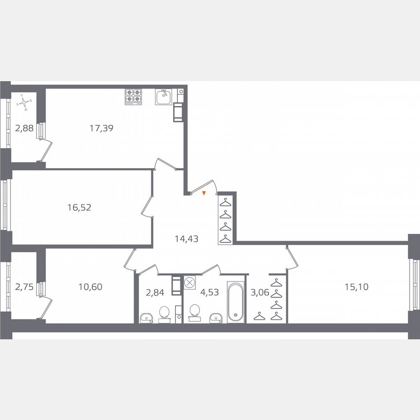 3-к. квартира, 87,3 м², 8/10 эт.