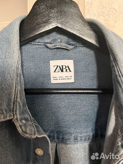 Джинсовая рубашка zara мужская L