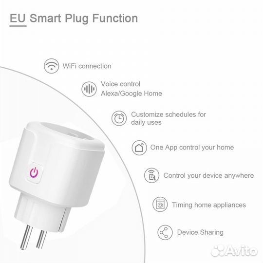 Умная розетка Wi-Fi 10A