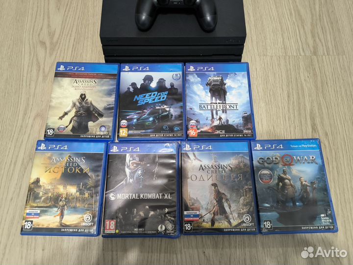 Sony playstation 4 pro 1tb+2 джойстика+игры