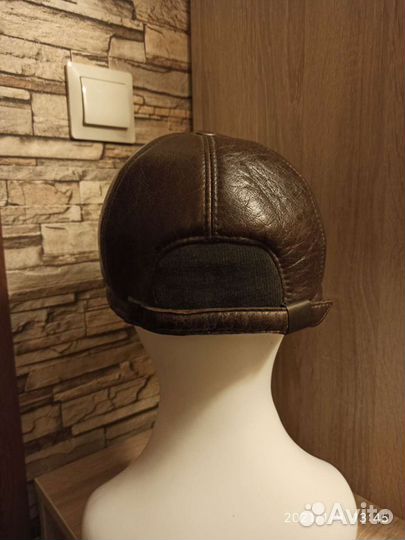 Кепка турецкая, кожаная, утеплённая