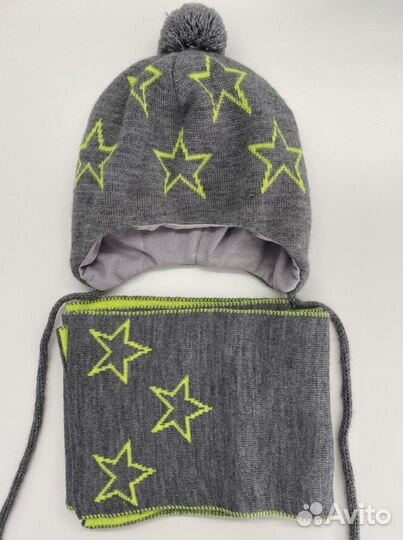 Шапка и шарф демисезон, 48-50 размер