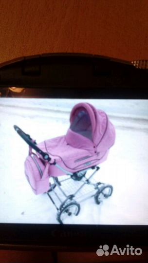 Коляска roan Kortina 2 в 1, розовая с набитыми бар