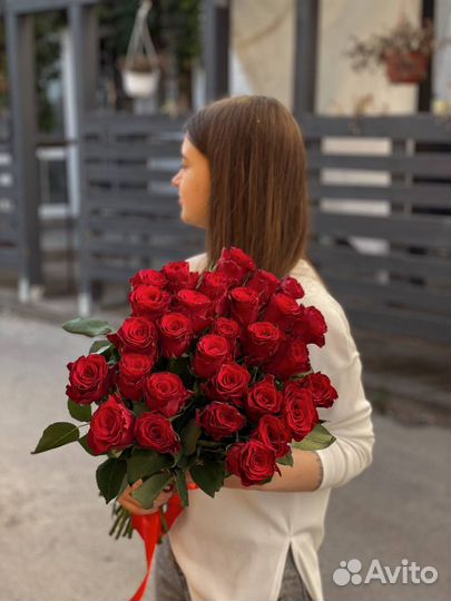 Розы цветы букеты 50см доставка 11 15 21 31 51 101