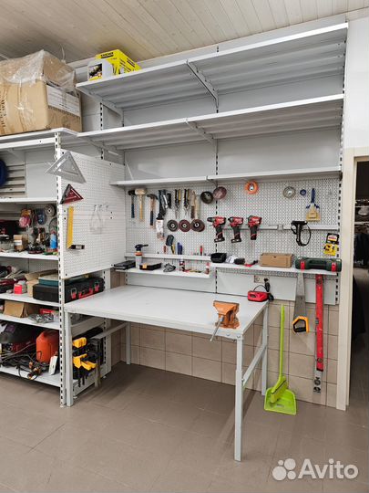 Стеллажи металлические в гараж с перфорацией и шта