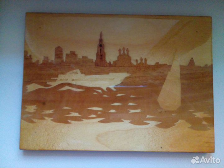 Панно Вид на Волгу дерево СССР