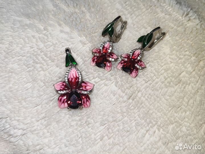 Набор серебро серьги+ подвеска