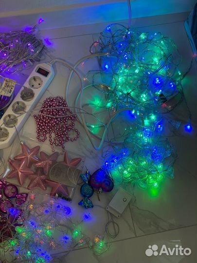Елочные игрушки новогодние гирлянды пакетом