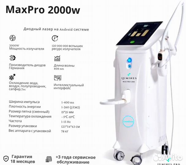 Диодный лазер lumines Max’Pro 2000вт