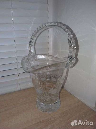 Хрустальная конфетница - корзинка СССР, новая