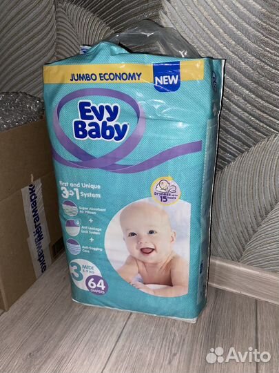 Подгузники Evy Baby Midi 5-9 кг (3M), 64 шт