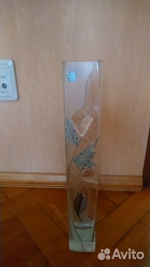 Ваза горный хрусталь/серебро новая, Польша