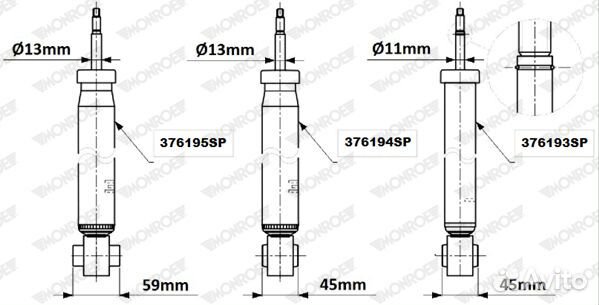 Амортизатор подвески задний (1 шт.) monroe 376194SP