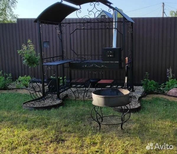 Мангал с печью под казан