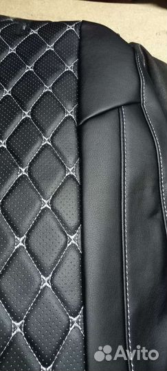 Чехлы Шевроле Лачетти экокожа белая строчка Франт