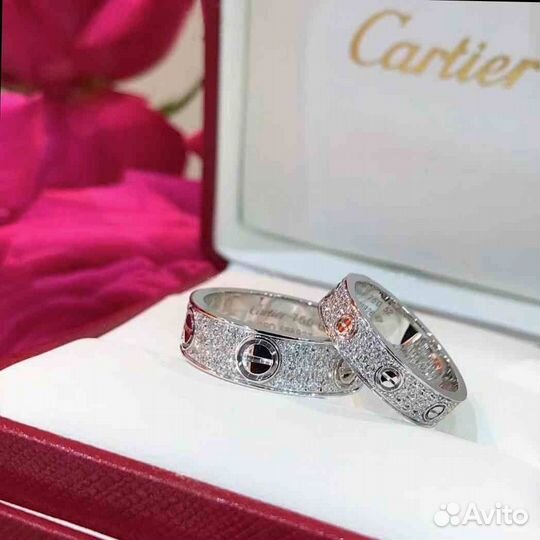 Кольцо Cartier Love, белое золото 0,79ct