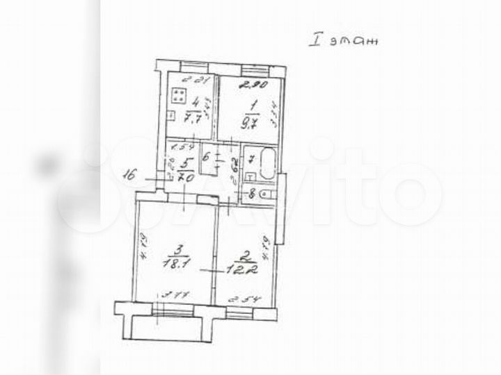 3-к. квартира, 58 м², 1/5 эт.