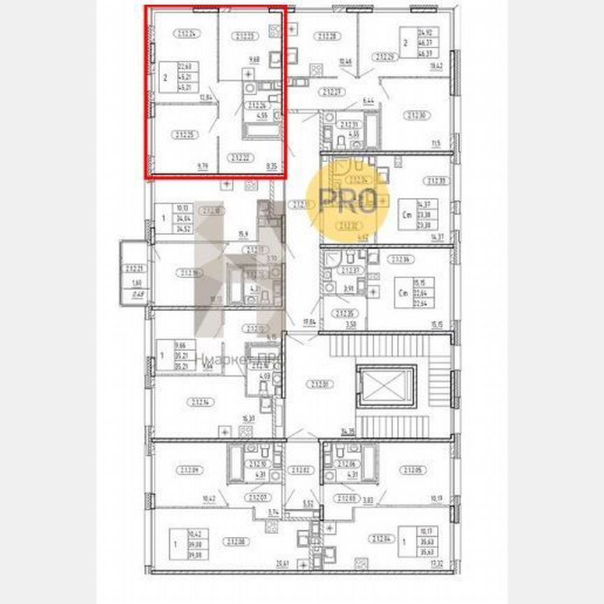 2-к. квартира, 45,5 м², 5/5 эт.