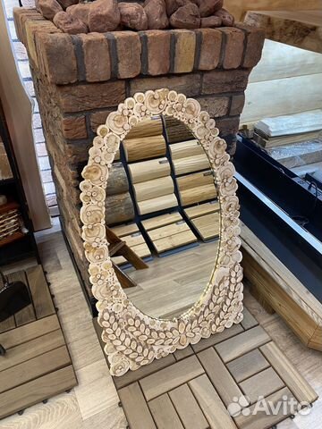 Зеркало для бани Можжевельник панно из спилов