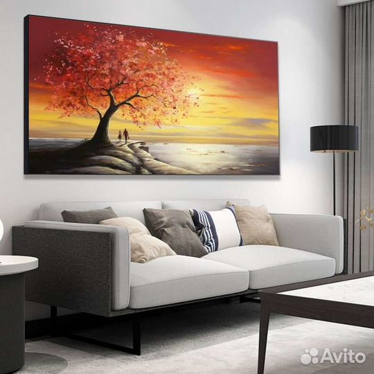 Картина маслом Апельсиновый клён Пейзаж с закатом
