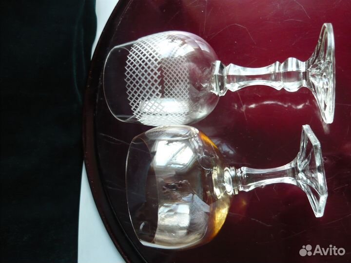 Стаканы,бокалы тонкое стекло с резьбой.,СССР. За 1