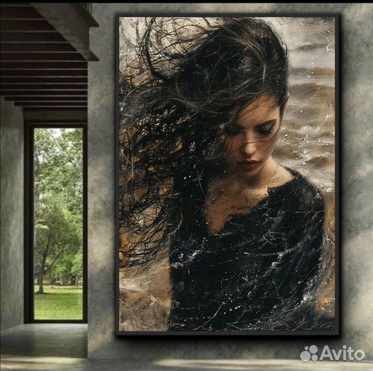 Картина маслом сильная девушка Ручная работа