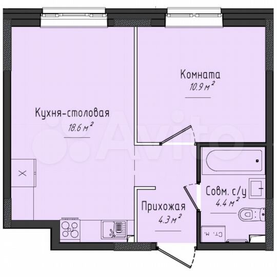 1-к. квартира, 38,2 м², 1/11 эт.