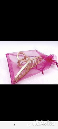 Краб для волос металлический в подарочном мешочке