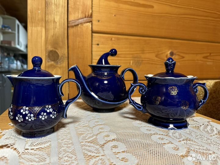 Сервиз чайный синий кобальт