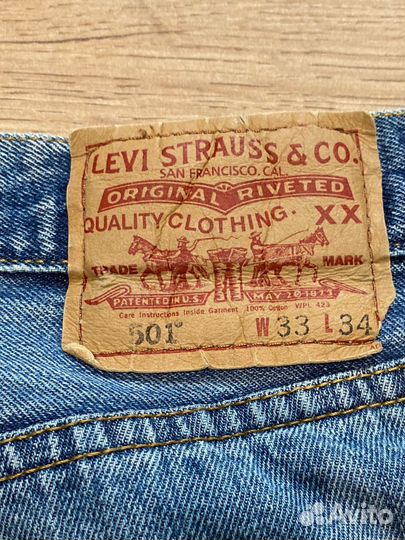 Джинсы Levis 501 33/34 голубые