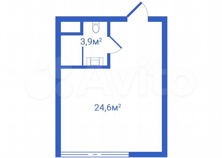 Апартамент (студия), 28.5 м²