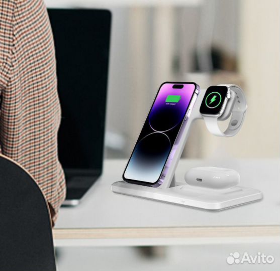 Беспроводное зарядное устройство Q50A (3в1)