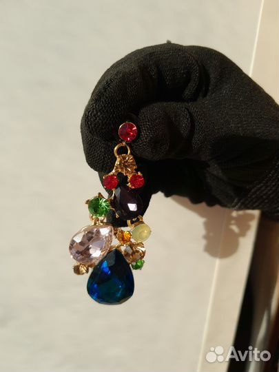 Серьги-подвески разноцветные бижутерия