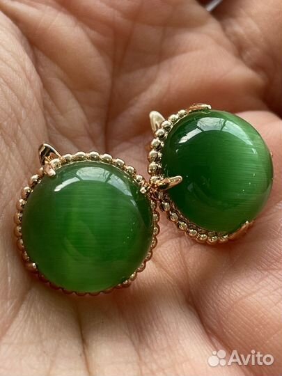 Серьги кошачий глаз