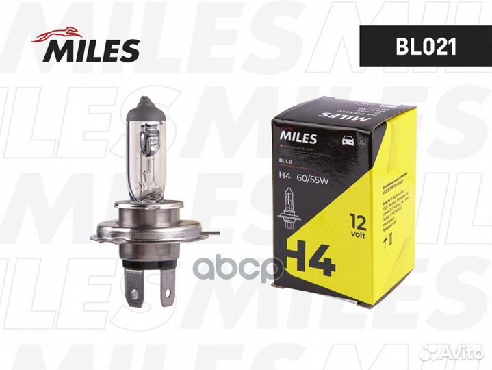 Лампа H4 12V 60/55W P43t-38 bl021 Miles