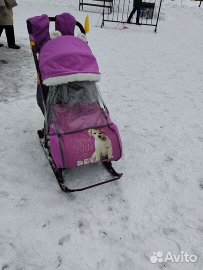 Детские санки коляска с колесами