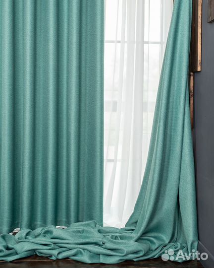Комплект Шторы и Тюль Орфей Бирюза+Вуаль